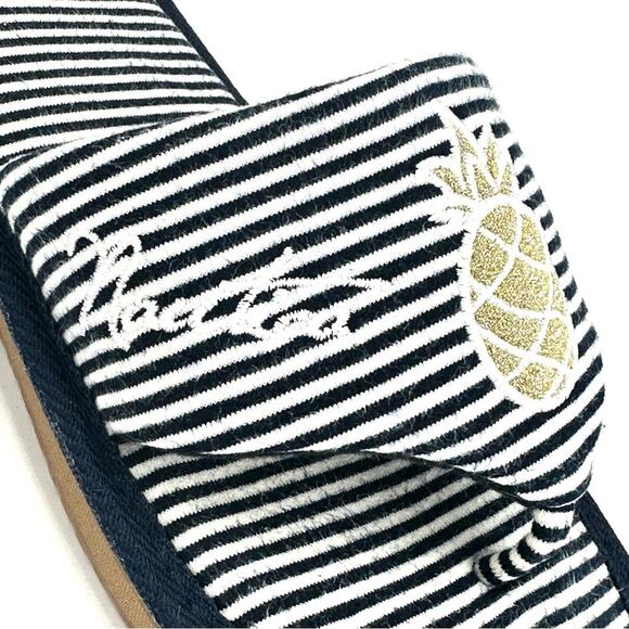 Nautica Livia Women Flip-Flop Sandal Sz 7 Navy White Stripes Embroidered Accent - Picture 9 of 12